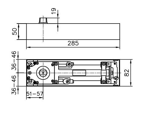 Bodentürschließer dormakaba BTS 75 V mit Feststellvorrichtung 90° von Dormakaba