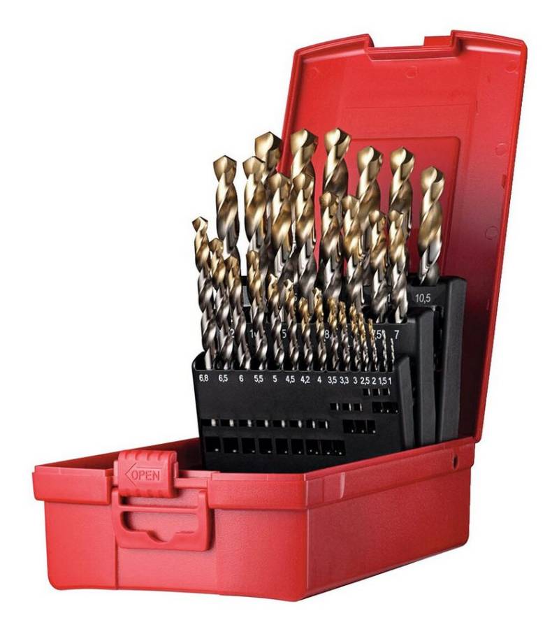 Dormer Spiralbohrer, Set 1-13 mm x0,5+KL A002 in Box 118G Typ N 4xD 29-teilig Tin Tip von Dormer