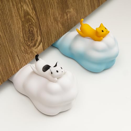2 Stück niedliche Türstopper, Cartoon Katze Wolke Türstopper, dekorative Türkeil für Home Office Floor, Flying Kitty, Blau & Weiß (Patentanmeldung) 2 Stück niedliche Türstopper, Cartoon Katze Wolke Türstopper, dekorative Türkeil für Home Office Floor, Flying Kitty, Blau & Weiß (Patentanmeldung) von Dormercy