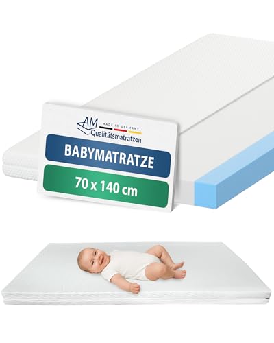 DormiGood Baby Matratze 70x140 Kinderbett - Made in Germany - Kindermatratze 70x140 bis 5 Jahre geeignet - Hochwertiger und geprüfter Komfortschaum mit Trittkanten - Bezug waschbar & abnehmbar von DormiGood