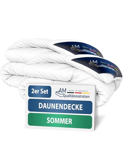 DormiGood Sommerdecke Daunen 140x200 2er Set - Made in Germany - 100% Extraweiche Daunen - Atmungsaktive Daunendecke 140x200 - Oeko-TEX zertifizierte Federbettdecke 140 x 200 - Bettdecke von DormiGood