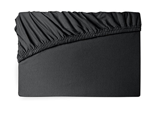 Biber-Spannbetttuch - schwere Qualität aus 100% Baumwolle - für Wasser- und Boxspringbetten - Steghöhe ca. 35 cm - in 7 Farben und in 3 Größen, 140 x 200 cm, anthrazit von Dormisette