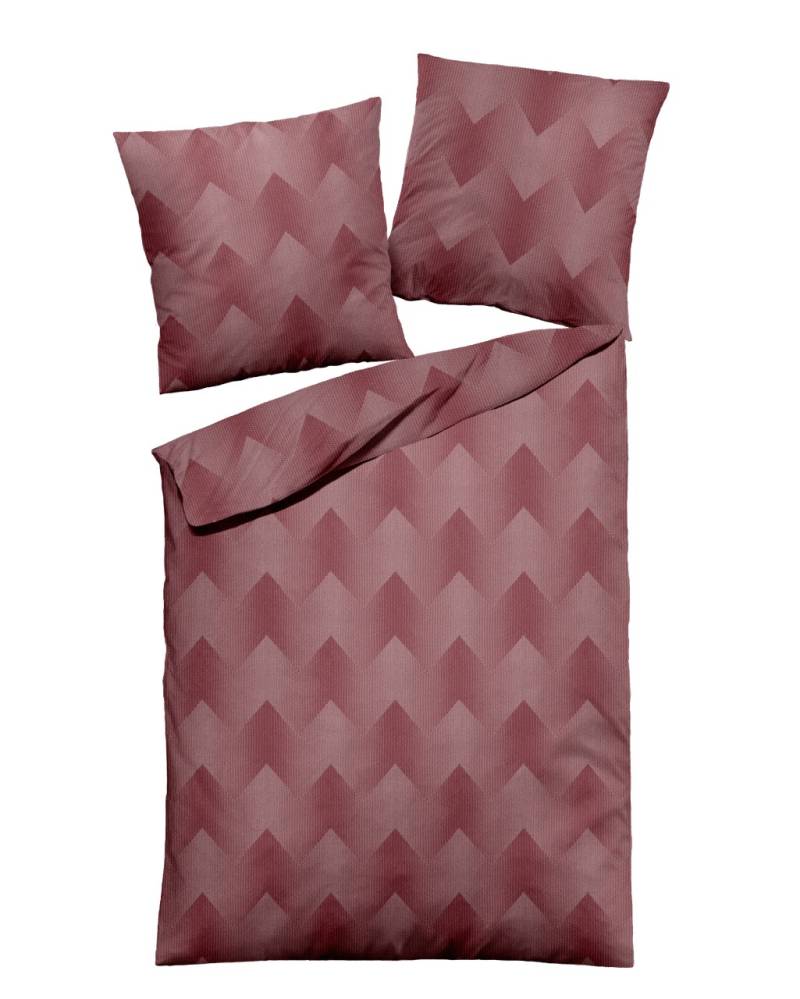 Dormisette Fein Flanell Bettwäsche 155x220 Zickzack rot uni Melange 1660-20 von Dormisette