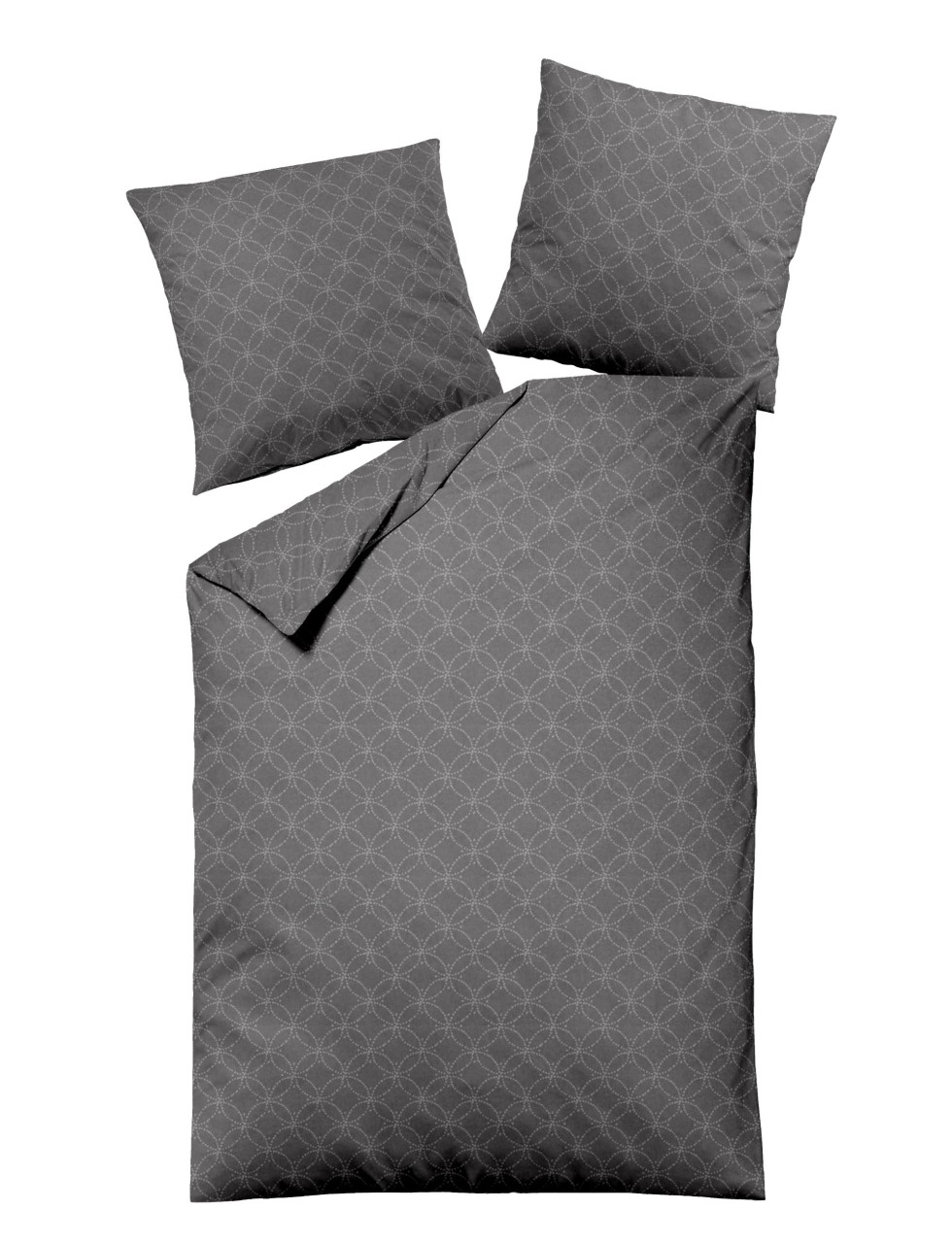 Dormisette Fein Flanell Bettwäsche 155x220 grau Kreise uni Melange 1032-95 von Dormisette