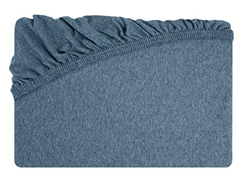 Dormisette Melange-Jersey Bettwäsche - Verschiedene Größen und Farben 775.988, Spannbetttuch 140-160 x 200 cm, Jeansblau von Dormisette