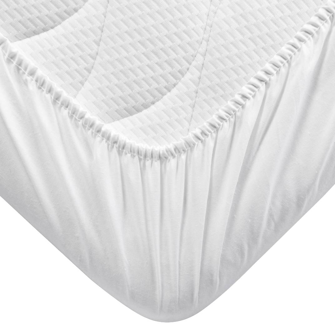 home24 Spannbetttuch Molton wasserdicht 200 x 200 x 25cm Weiß Baumwolle/Polyethylen/Polypropylen - Weiß - 200x200 cm von home24