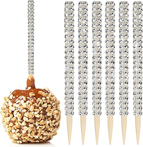 32 Stück Bambusstäbchen für Kandierte Äpfel, Karamell-Apfel Stäbchen aus Holz mit Strasssteinen, Obst Leckereien Pop Dec Bar für Dessert Tisch Tee Party Geburtstag Hochzeit Buffet (Silber) von Dormitology