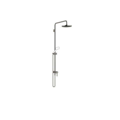 Dornbracht Showerpipe mit Brause-Einhandbatterie, Ausladung Standbrause 450 mm, Kopfbrause 220 mm, 36112970, Farbe: Dark Platinum matt von Dornbracht