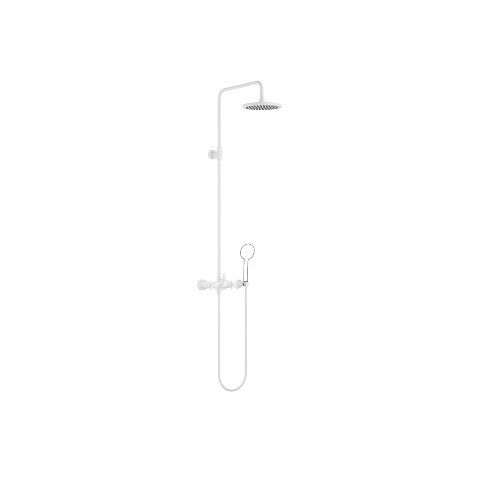 Dornbracht Tara Showerpipe, ohne Handbrause, Ausladung Standbrause 420 mm, 26633892, Farbe: Snow (weiß matt) - 26633892-10 von Dornbracht