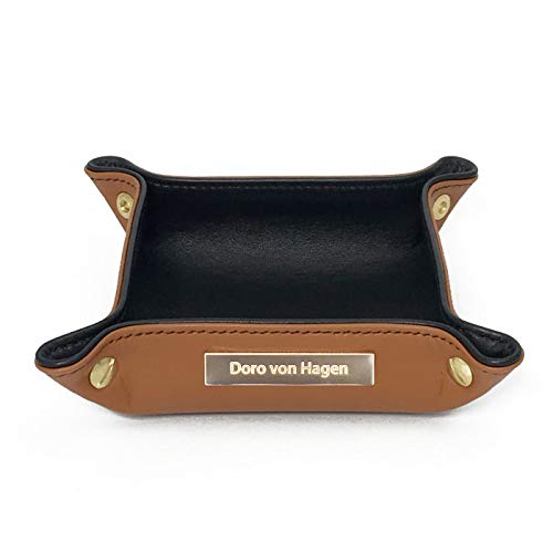 Doro von Hagen® Echt Leder Designer Schlüsselschale/kleiner Taschenleerer 14x14cm, aussen Cognac, innen Schwarz. Handgefertigt in unserem Atelier von Doro von Hagen