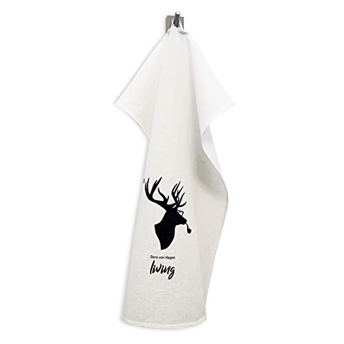 Doro von Hagen Living - Premium Halbleinen Geschirrtuch in Weiß mit exklusiven Hirschmotiv in Schwarz. Mit Banderole - EIN tolles Geschenk. Design in Germany. Made in Germany. Doro von Hagen Living - Premium Halbleinen Geschirrtuch in Weiß mit exklusiven Hirschmotiv in Schwarz. Mit Banderole - EIN tolles Geschenk. Design in Germany. Made in Germany. von Doro von Hagen