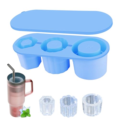 Eiswürfelform Silikon für Stanley Becher 3 Fach Eiswürfelbehälter für Stanley Cup BPA-freie Silikon Eiswürfelform mit Deckel Eiswürfelschale Sichere Eiswürfel Form für 20-40 Oz Becher von Dorocola