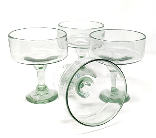 Dos Sueños Mexikanische mundgeblasenes Glas – Set mit 4 naturklaren mundgeblasenen Margarita-Gläsern (16 oz) von Dos Sueños