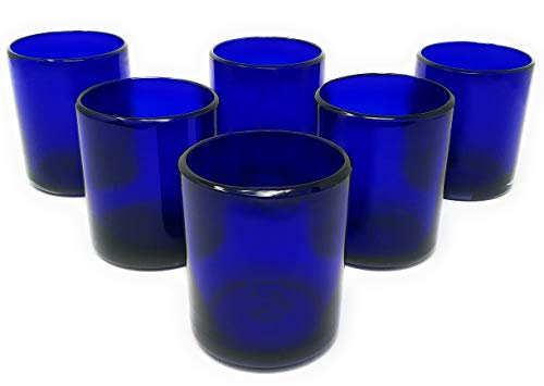 Mundgeblasene mexikanische Trinkgläser – Set mit 6 Kobaltgläsern (je 284 ml) von Dos Sueños