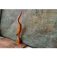 Große Holz Vogel Kranich Figur Mid-Century Skulptur Mcm Retro Boho Reiher Holzschnitzerei Tier Statue Geschenk Home Folkart von DosGardeniasVintage