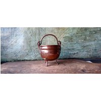 Witches Cauldron Cooper Witchcraft Tools Räucherwerk Brenner Wiccan Altar Pagan Spell French Gehämmert Reisetränke Magie Kreis Heiliges Messing von DosGardeniasVintage