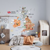 Großbritannien Karte, Great Britania London Karte Uk, Irlands, England Schottland Aufkleber, Kinderzimmer Wandtattoo von DosJunior