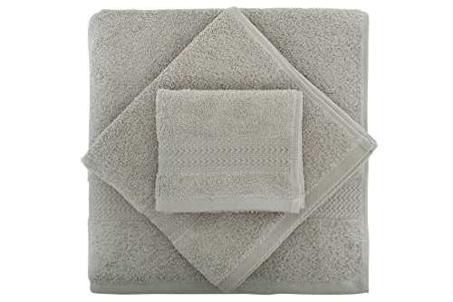 Foutastic Premium 3-Piece Towel Set, 100% Cotton, 500 gr/m² | Includes Wash Towel (30x50 cm), Hand Towel (50x90 cm), Bath Towel (70x140 cm) | Stylish Grey, Machine Washable, Gift Box Included von Dose of Modern