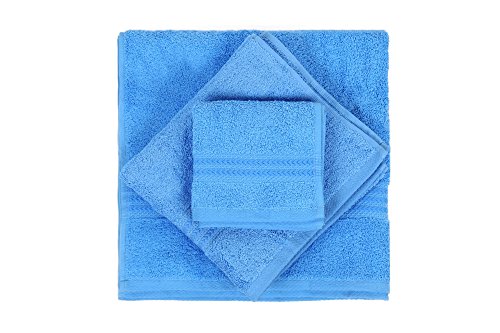 Foutastic Premium 3-Piece Towel Set, 100% Cotton, 500 gr/m² | Includes Wash Towel (30x50cm), Hand Towel (50x90cm), Bath Towel (70x140cm) | Elegant Blue, Machine Washable, Gift Box Included von Dose of Modern