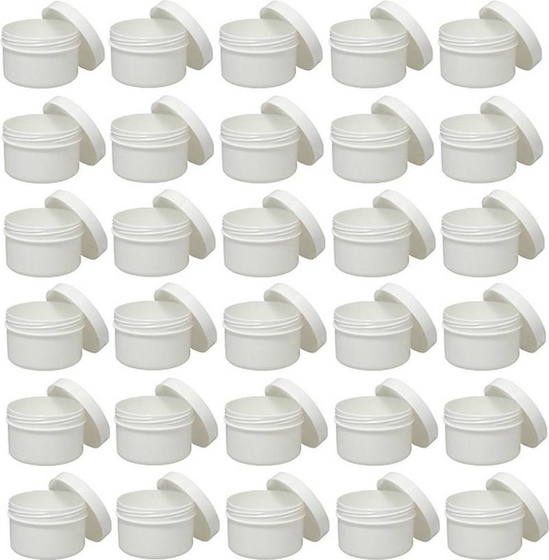 Doserie Kuhn Dose für Salben, Cremes oder Kleinigkeiten (Füllvolumen 125 ml (flach), Höhe 49 mm, 30 St., Salbendosen mit passenden Deckeln), Salbentiegel, Salbenkruke, Cremedose von Doserie Kuhn