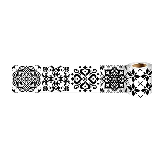 Dostear BordüRe Selbstklebend Kinderzimmer Tapeten Wohnzimmer Wanddeko Badezimmer 3d Fliesenaufkleber Wandleisten Schwarzes Muster 10cm X 240cm von Dostear