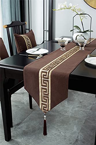 Haus und Deko Tischläufer Tischwäsche Abwaschbar Tischdecke Elegante Heimtextilien für Den Innen- und Außenbereich Braun 13 X 31.5 inches(33 X 80cm) von Dostear