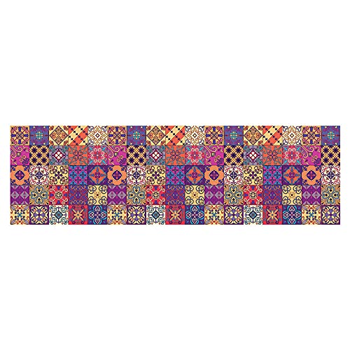 Selbstklebende Fliesenaufkleber Lila Muster 60 X 200cm Mosaik Bodenaufkleber Wandfliese für Badezimmer Küche und Bad Deko Fliesenfolie für Bad u. Kinderzimmer von Dostear