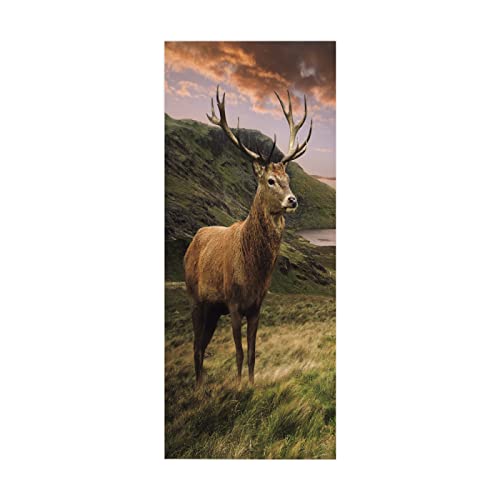 TüRaufkleber TüRtapete Fototapete TüRfolie Selbstklebend 3d Motiv FüR TüRen TüR Bekleben Folie Brauner Hirsch 77 X 200cm(30,31 X 78,7 Zoll) von Dostear