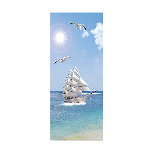 TüRaufkleber TüRtapete Fototapete TüRfolie Selbstklebend 3d Motiv FüR TüRen TüR Bekleben Folie Weißes Schiff 77 X 200cm(30,31 X 78,7 Zoll) von Dostear
