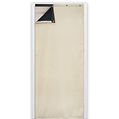 Verdunkelung Thermoisolierte Tür Energieeffizient Vorhang Winter Türabdeckung Drape Screen Schwerlast Schalldichte Barriere Tapisserie Decke YJ14 Beige 70 x 210 cm von Dostear