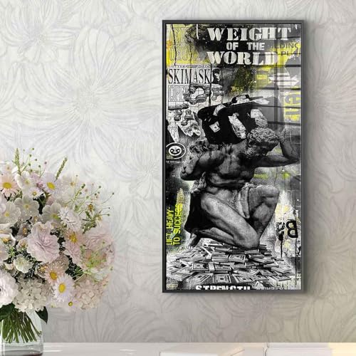 Acrylglasbild Weight of the world Geld Hustle grau Street Art Collage Größe 150 X 75 CM, Farbe Ohne Rahmen von DotComCanvas