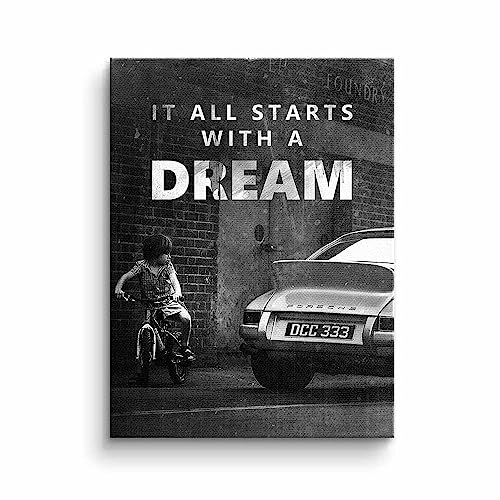 Leinwand Bild It all starts with a dream Motivation Erfolg Porsche Traum schwarz weiß xxl Motiv mit premium Rahmen DOTCOMCANVAS Größe 40 X 30 CM, Farbe Ohne Rahmen Leinwand Bild It all starts with a dream Motivation Erfolg Porsche Traum schwarz weiß xxl Motiv mit premium Rahmen DOTCOMCANVAS Größe 40 X 30 CM, Farbe Ohne Rahmen von DotComCanvas