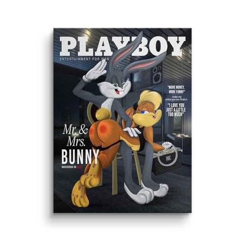 Leinwandbild Playboy Bugs Bunny Lola Bunny Comic Cartoon sexy schwarz Größe 160 X 120 CM, Farbe Ohne Rahmen von DotComCanvas