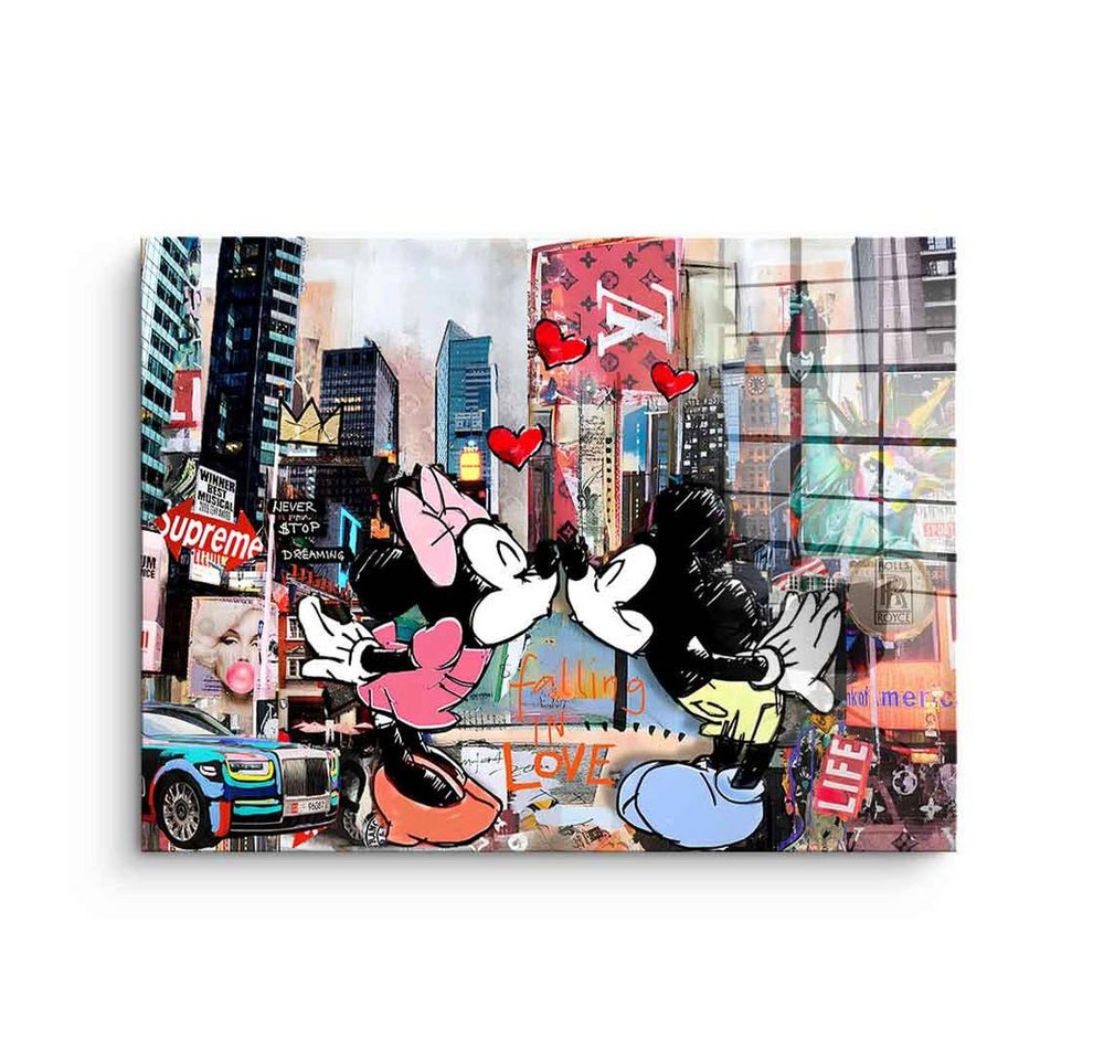 DOTCOMCANVAS® Acrylglasbild Kiss in New York City - Acrylglas, Acrylglasbild Kiss in New York City Micky Maus Minnie Times Square von Dotcomcanvas