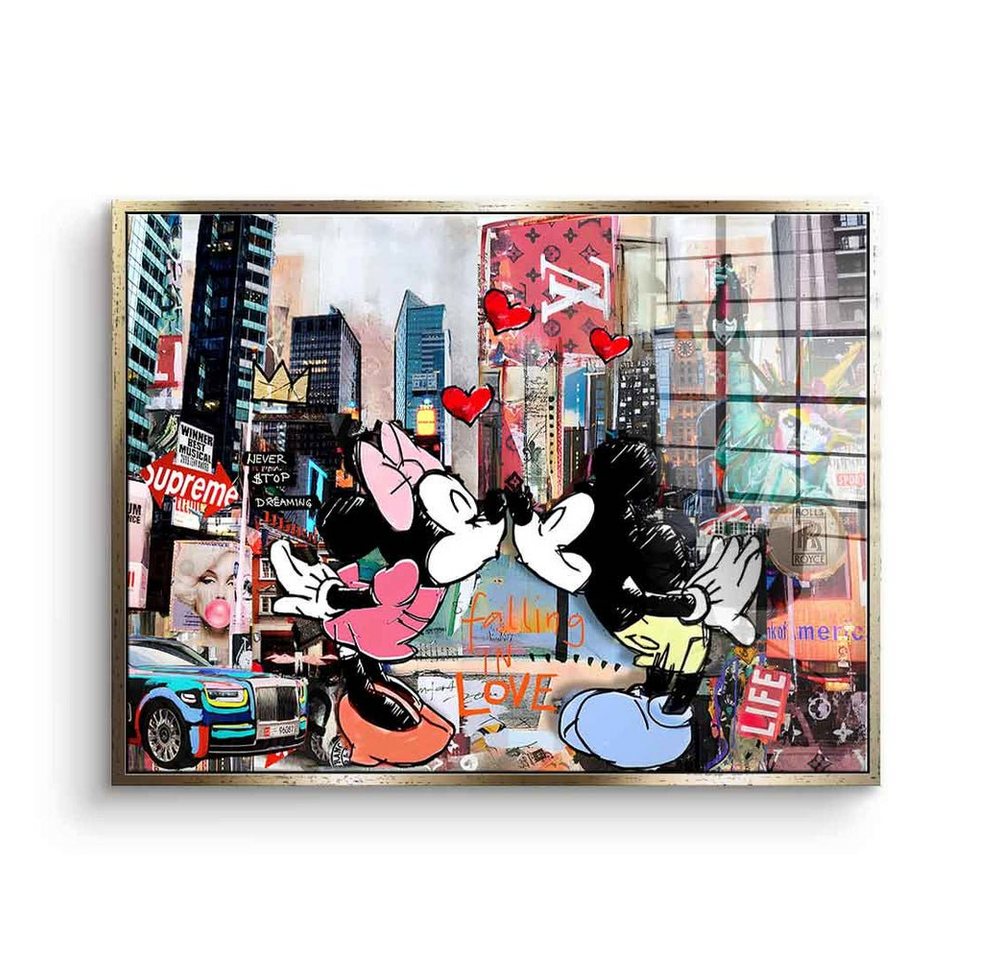 DOTCOMCANVAS® Acrylglasbild Kiss in New York City - Acrylglas, Acrylglasbild Kiss in New York City Micky Maus Minnie Times Square von Dotcomcanvas