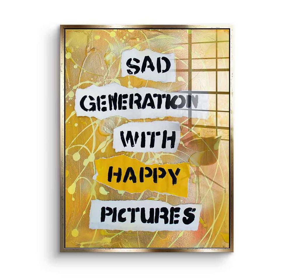 DOTCOMCANVAS® Acrylglasbild Sad Generation - Acrylglas, Acrylglasbild Motivation Spruch Zitat Sad Generation gelb weiß von Dotcomcanvas