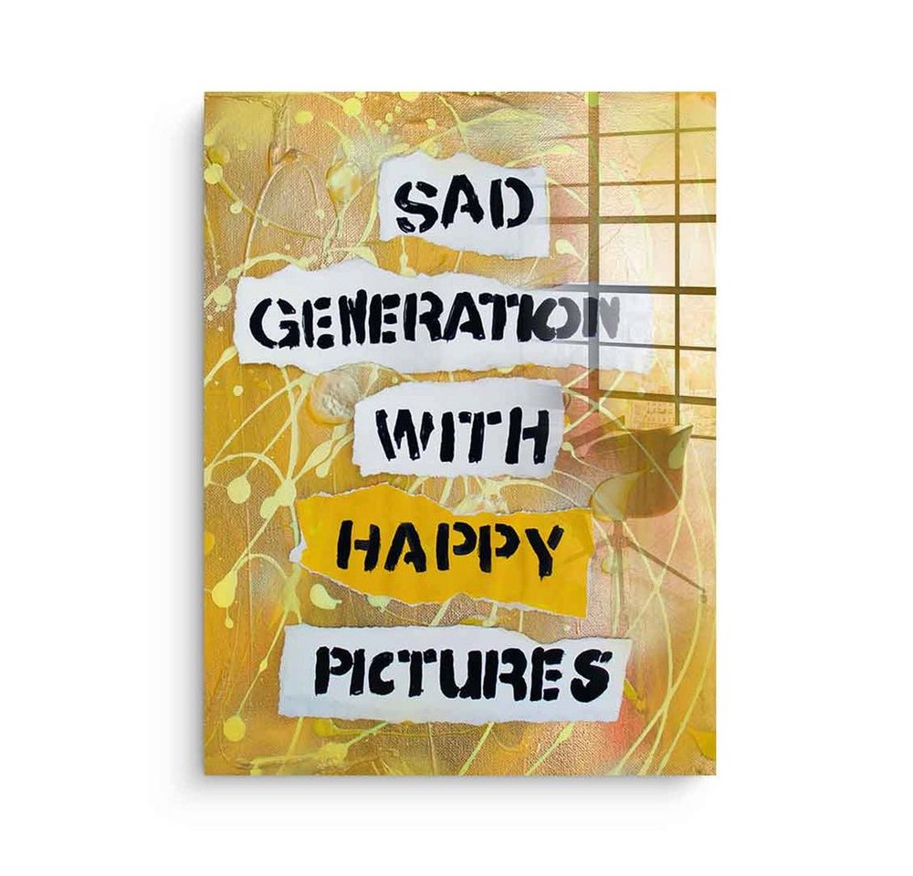 DOTCOMCANVAS® Acrylglasbild Sad Generation - Acrylglas, Acrylglasbild Motivation Spruch Zitat Sad Generation gelb weiß von Dotcomcanvas