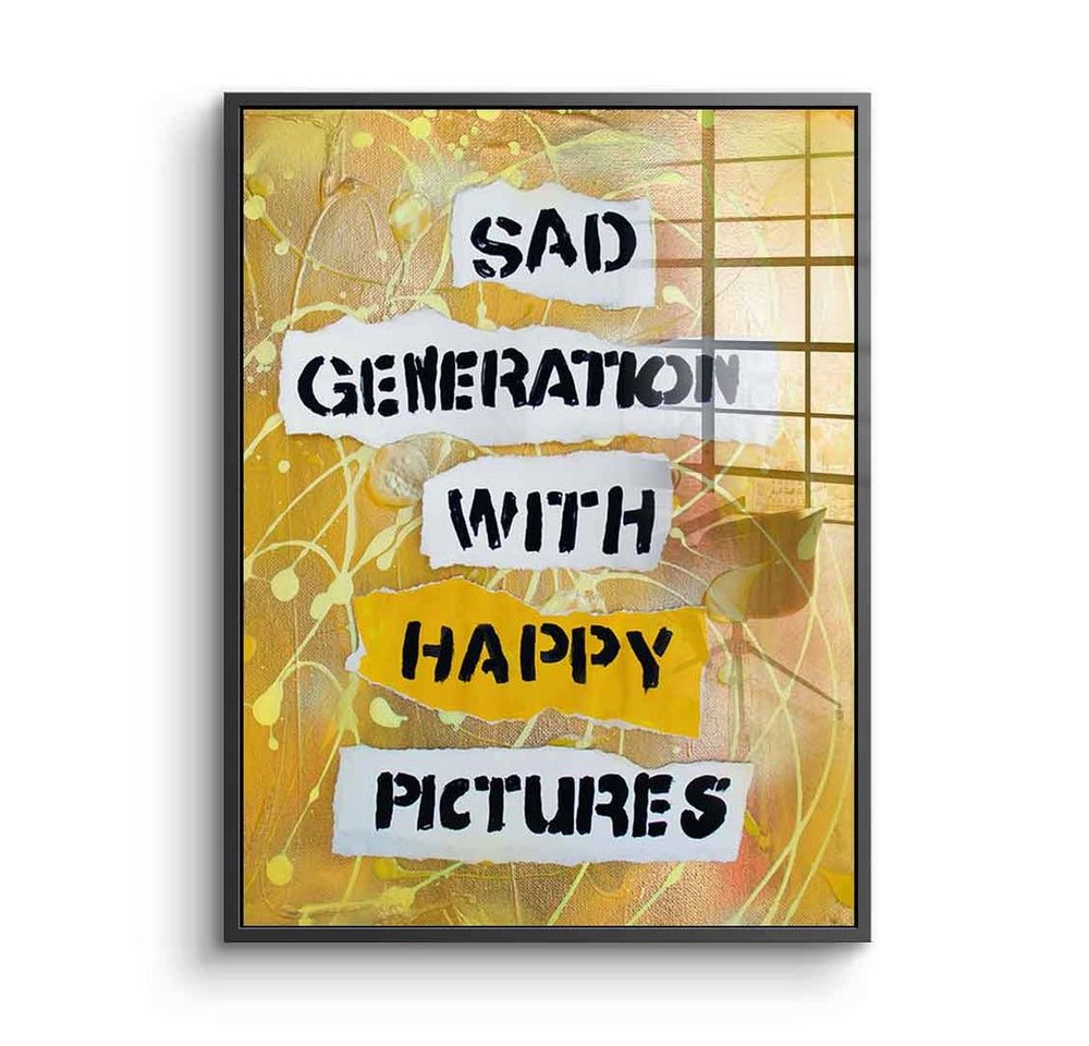 DOTCOMCANVAS® Acrylglasbild Sad Generation - Acrylglas, Acrylglasbild Motivation Spruch Zitat Sad Generation gelb weiß von Dotcomcanvas