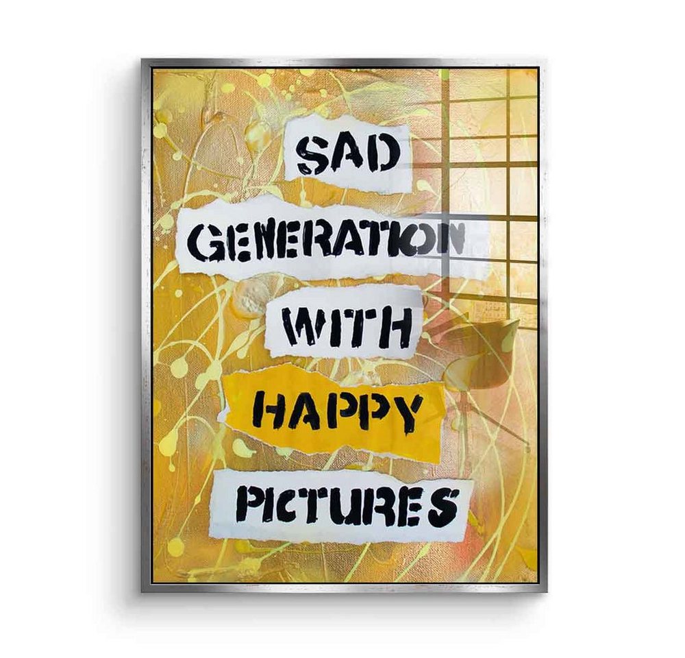 DOTCOMCANVAS® Acrylglasbild Sad Generation - Acrylglas, Acrylglasbild Motivation Spruch Zitat Sad Generation gelb weiß von Dotcomcanvas