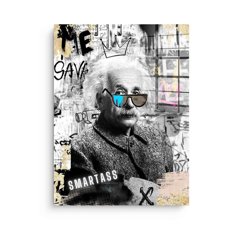 DOTCOMCANVAS® Acrylglasbild Smart A - Acrylglas, Acrylglasbild Smart A Albert Einstein Pop Art Porträt streetart von Dotcomcanvas