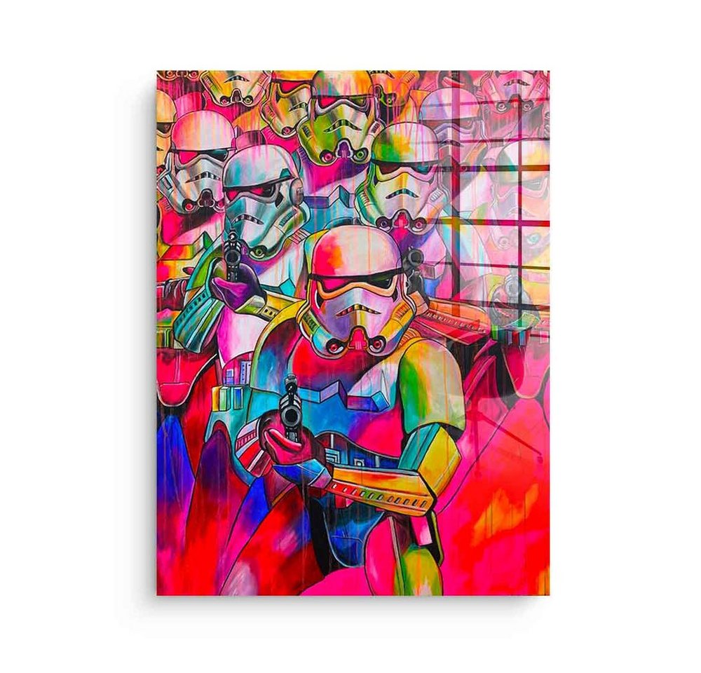 DOTCOMCANVAS® Acrylglasbild Super Trooper - Acrylglas, Acrylglasbild Stormtrooper Super Trooper Pop Art Comic rot Porträt von Dotcomcanvas