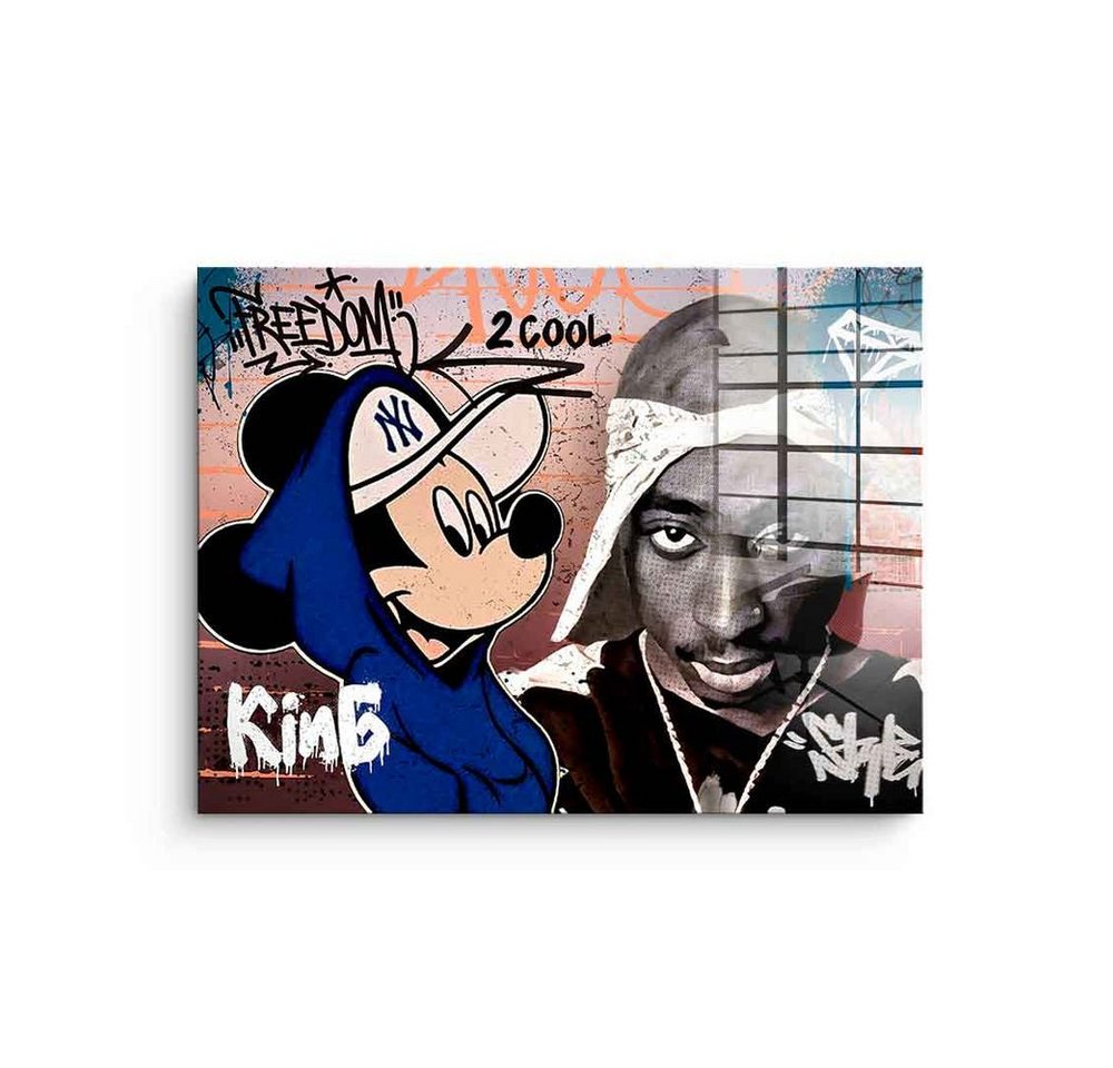 DOTCOMCANVAS® Acrylglasbild Two Cool - Acrylglas, Acrylglasbild 2pac Tupac Shakur Micky Maus Two Cool Comic Pop Art von Dotcomcanvas