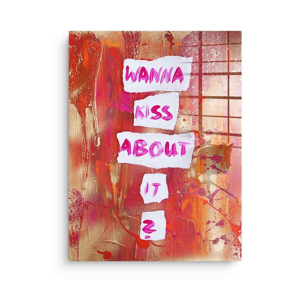 DOTCOMCANVAS® Acrylglasbild Wanna kiss about it - Acrylglas, Acrylglasbild Wanna kiss about it Motivation Spruch Zitat rot von Dotcomcanvas