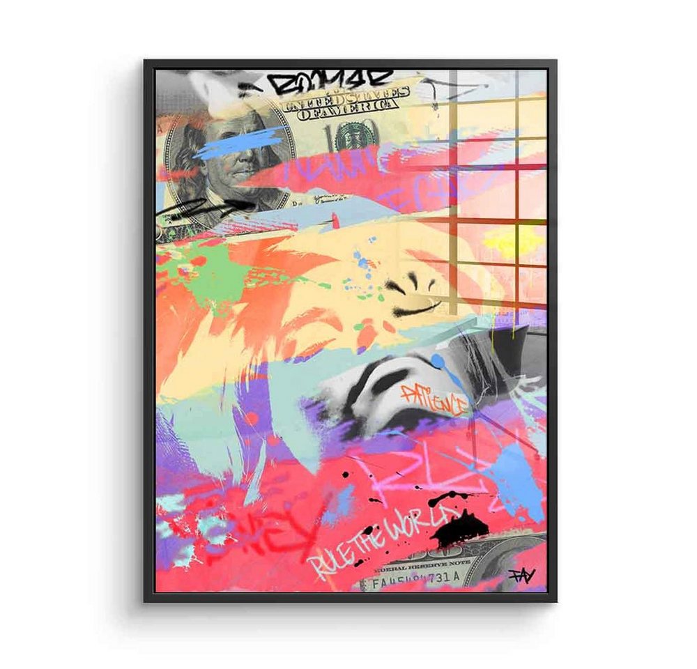 DOTCOMCANVAS® Acrylglasbild Wealthy - Acrylglas, Acrylglasbild Wealthy Dollar Bill Pop Art Graffiti Porträt Geld von Dotcomcanvas