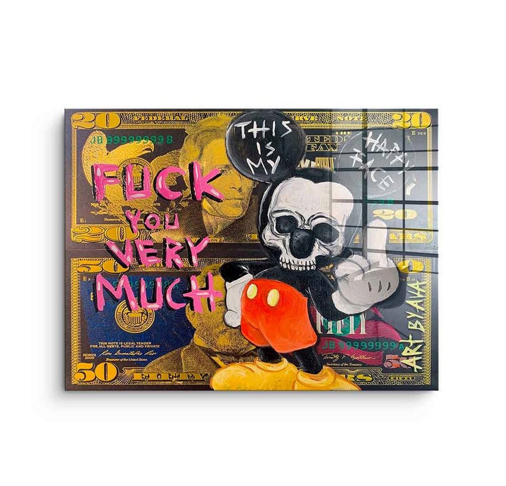 DOTCOMCANVAS® Acrylglasbild Badass Micky Maus - Acrylglas, Acrylglasbild Badass Micky Maus Mickey Mouse Comic Cartoon Fuck you von Dotcomcanvas
