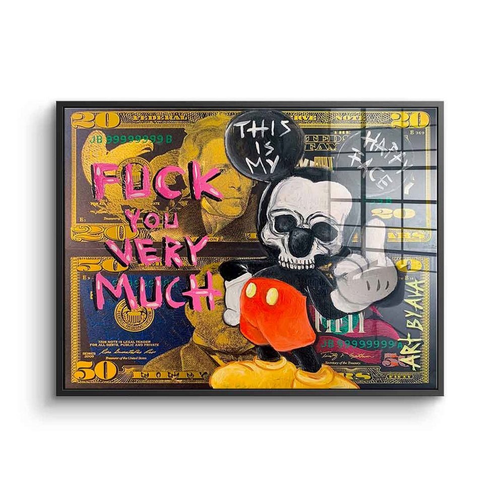 DOTCOMCANVAS® Acrylglasbild Badass Micky Maus - Acrylglas, Acrylglasbild Badass Micky Maus Mickey Mouse Comic Cartoon Fuck you von Dotcomcanvas