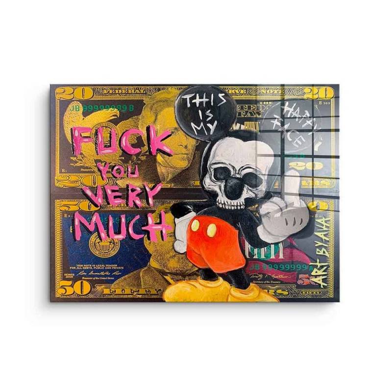 DOTCOMCANVAS® Acrylglasbild Badass Micky Maus - Acrylglas, Acrylglasbild Badass Micky Maus Mickey Mouse Comic Cartoon Fuck you von Dotcomcanvas