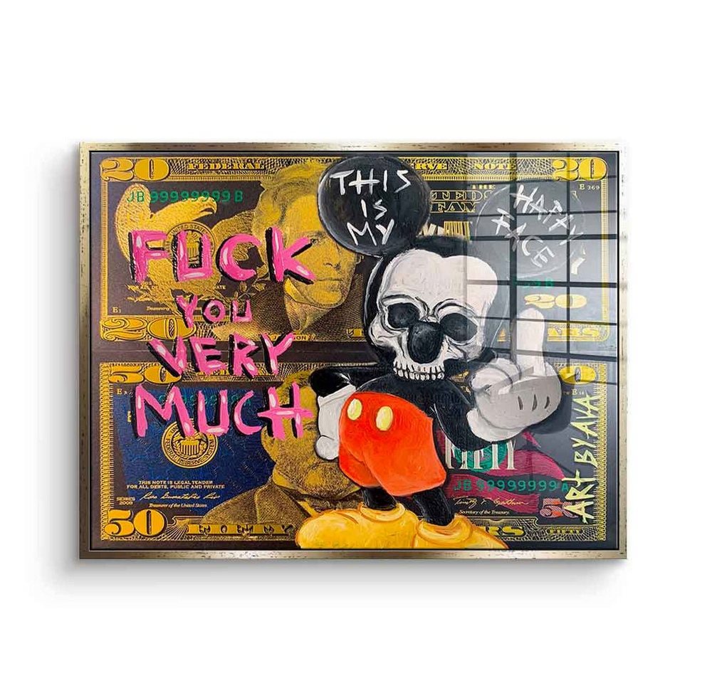 DOTCOMCANVAS® Acrylglasbild Badass Micky Maus - Acrylglas, Acrylglasbild Badass Micky Maus Mickey Mouse Comic Cartoon Fuck you von Dotcomcanvas