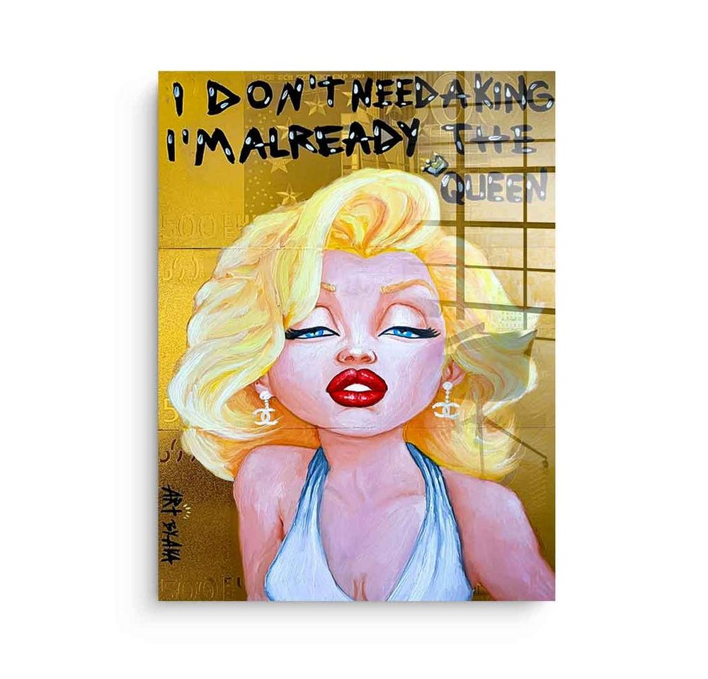 DOTCOMCANVAS® Acrylglasbild Queen Marilyn - Acrylglas, Acrylglasbild Queen Marilyn Monroe feministisches Bild Comic gelb gold von Dotcomcanvas