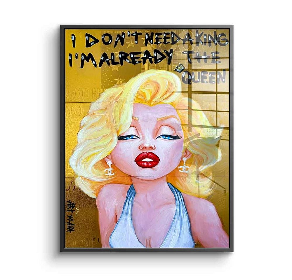 DOTCOMCANVAS® Acrylglasbild Queen Marilyn - Acrylglas, Acrylglasbild Queen Marilyn Monroe feministisches Bild Comic gelb gold von Dotcomcanvas